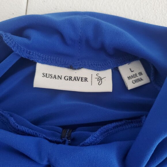 Susan Graver Womens Liquid Knit Long Sleeve Turtleneck Top Size L Ruching Detail - Picture 4 of 9